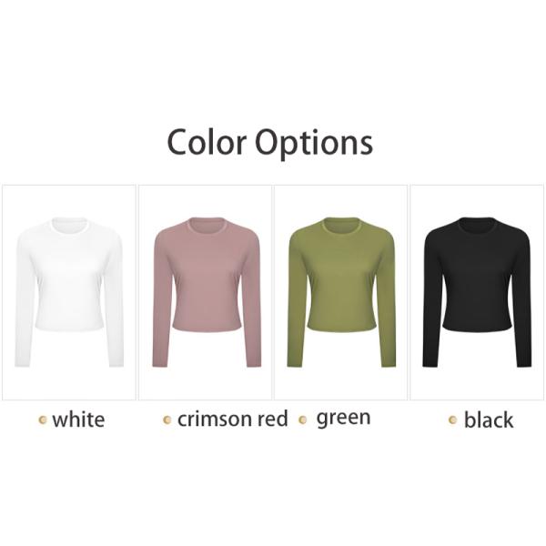 Round Neck Casual Yoga Tops Solid Tees Womens Long Sleeve Cropped T - Shirts