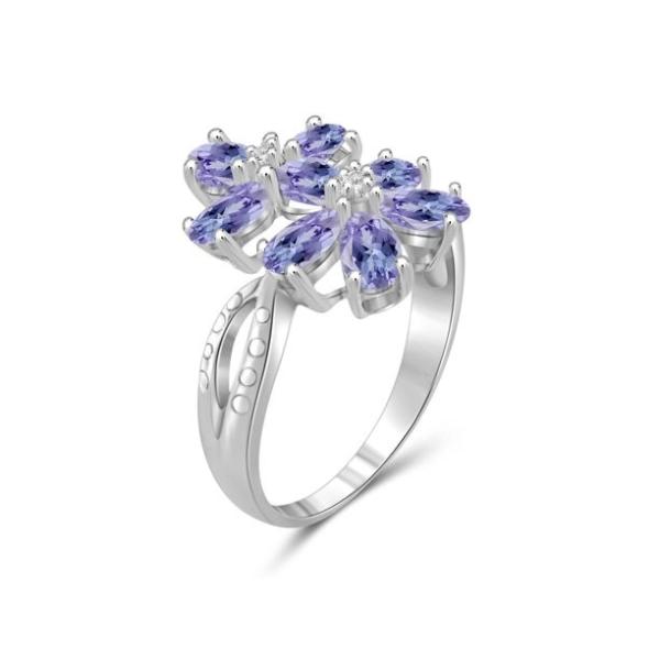 Природа 0,5 ct вокруг кольца венчика Tanzanite в стерлинговом серебряном обручальном кольце