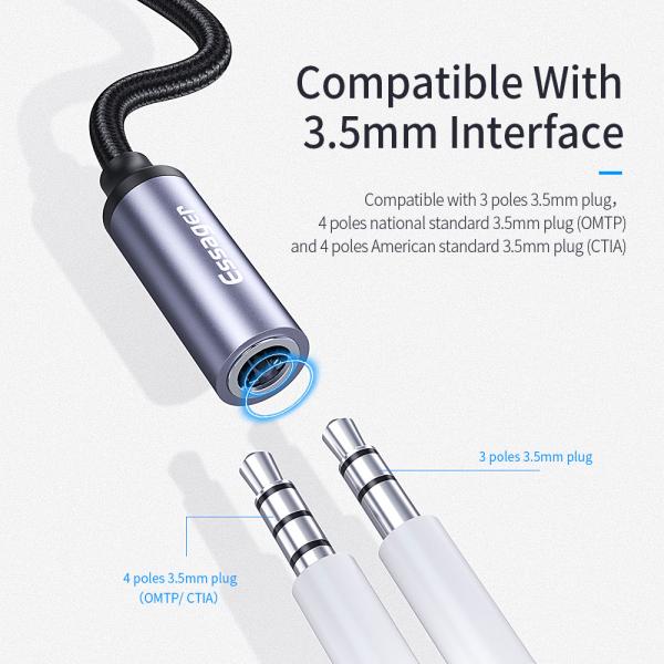 Essager USB Type C To 3.5mm Jack Aux Audio Headphone Adapter