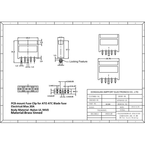 патрон предохранителя RoHS держателя PCB 8Pin