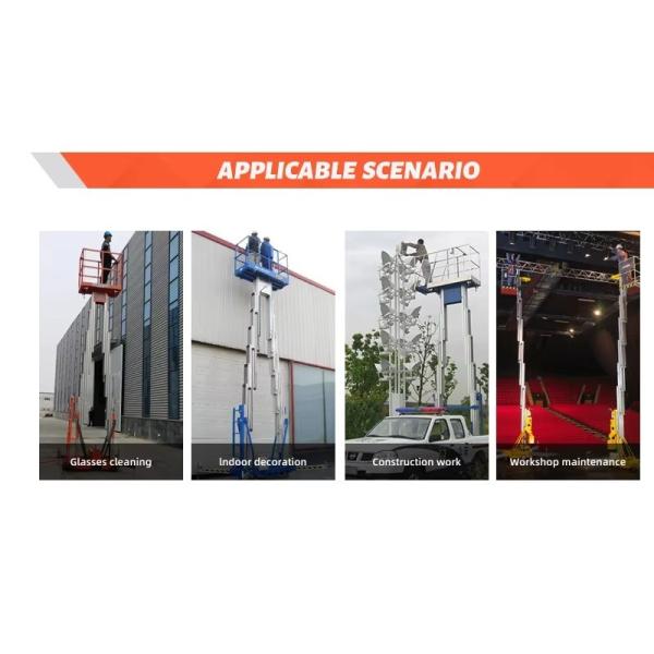 Hotel Use Light Aluminium Single Mast Lift Garment Shops Building Material Shops