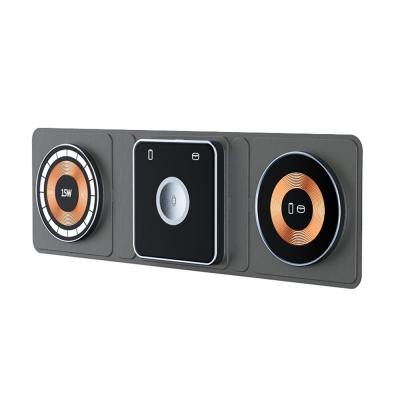 Portable 15w Multifunctional Wireless Charger 3 In 1 Magnetic Earphone Iphone iwatch