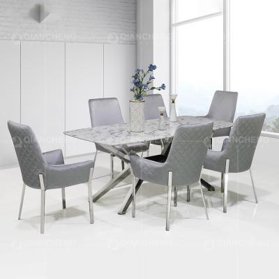 Mesa de jantar de aço inoxidável superior de mármore 78inchx40inchx30inch da mobília da casa