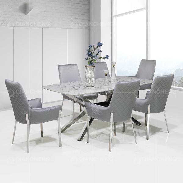 Mesa de jantar de aço inoxidável superior de mármore 78inchx40inchx30inch da mobília da casa
