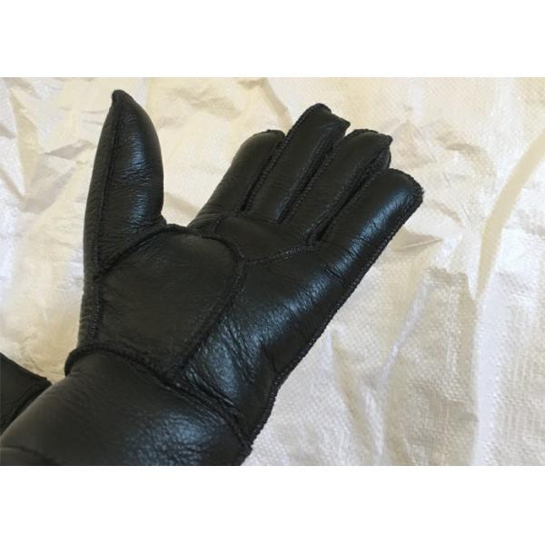 Перчатки овчины Шеарлинг Виндпрооф людей, толстое мех выровнянные Миттенс кожаных перчаток