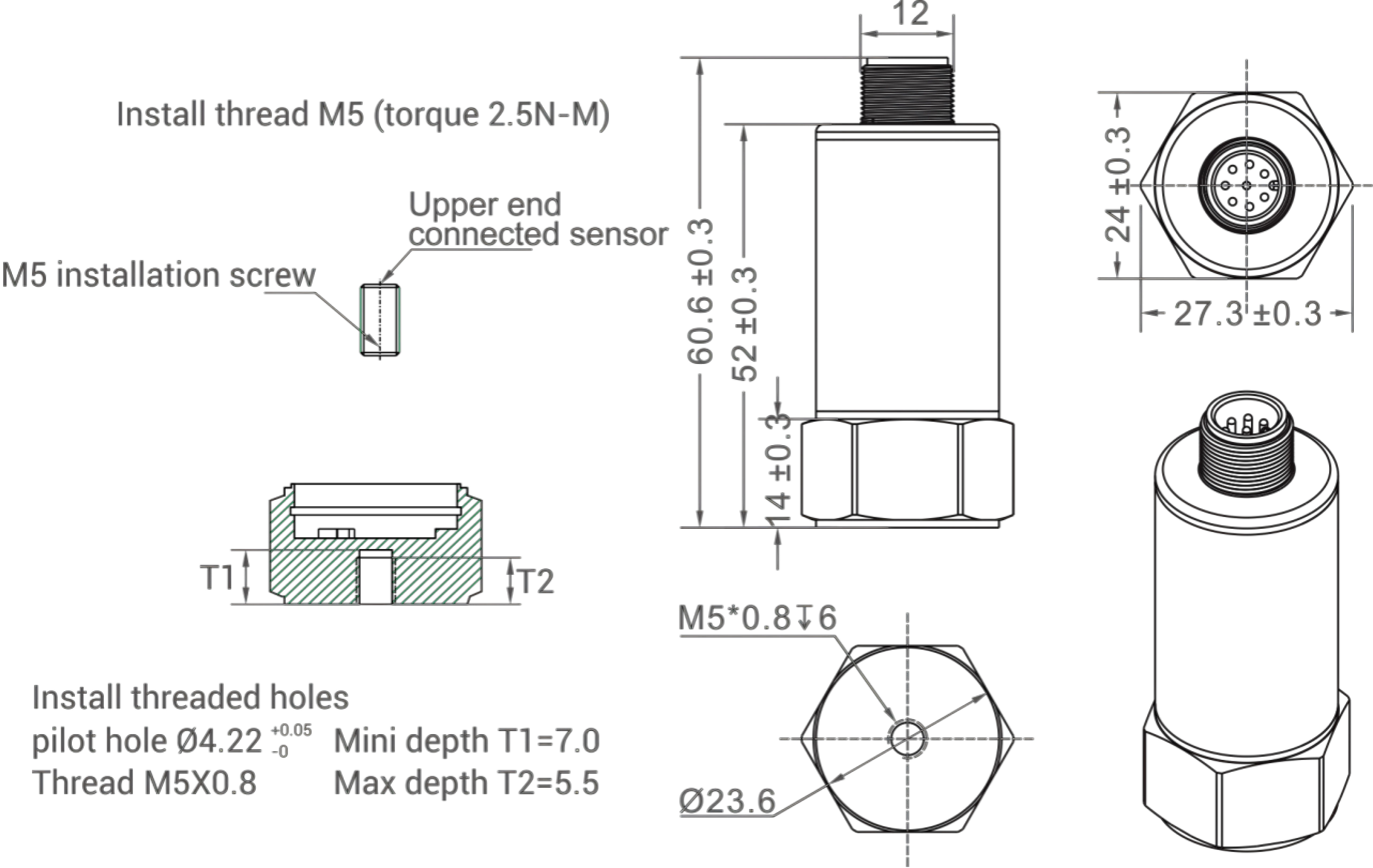 GHA360 Ethernet High Frequency Vibration Sensor IP67 Protection Rating