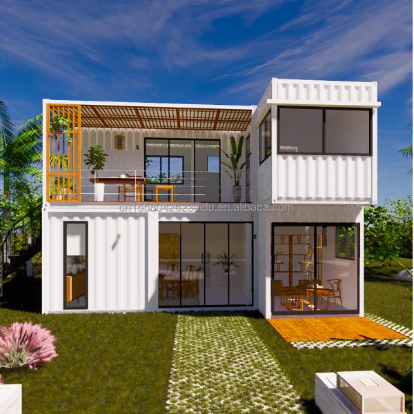 Color personalizado 20ft Flat Pack Living Steel Frame Modular Home Panel de sándwich prefabricado Envío de 3 dormitorios Casa de contenedores