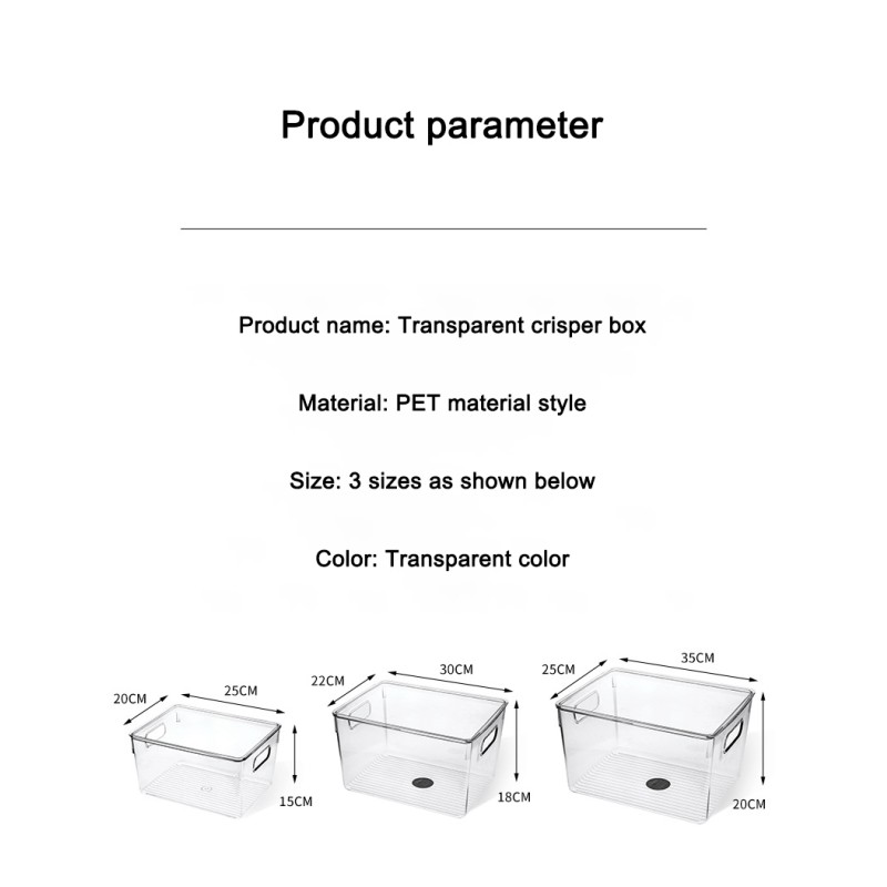 Durable Shatterproof Acrylic Fruit and Veggie Bin Jumbo Clear Storage Container for Refrigerator Countertop Pantry Organization