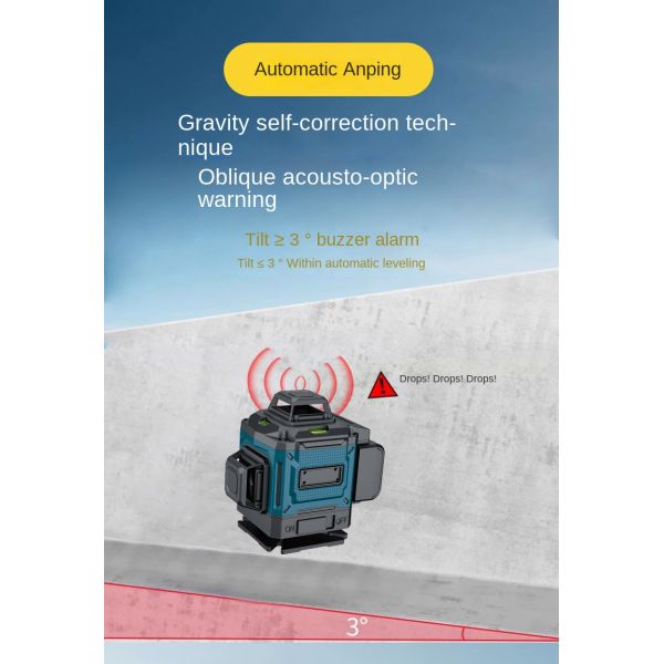 360 Degree Self-Leveling Rotating Green Laser Level 4D 16 Lines Horizontal and Vertical Cross Line Measuring Tool