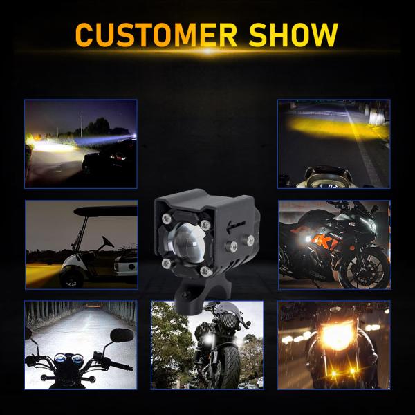 Black Design White Yellow Beam Motorcycle Front Spotlight LED Driving Light
