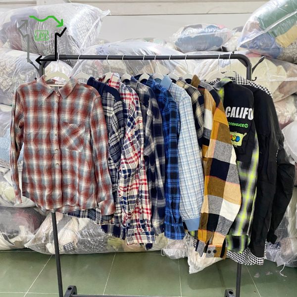 Grade A Second Hand Coats Used Winter Check Shirts Mixed Colors For Men Women