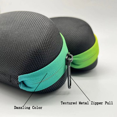 Dazzling color pressure-resistance Multifunctional Foldable Portable Sports Textured metal zipper pull Sunglasses Case