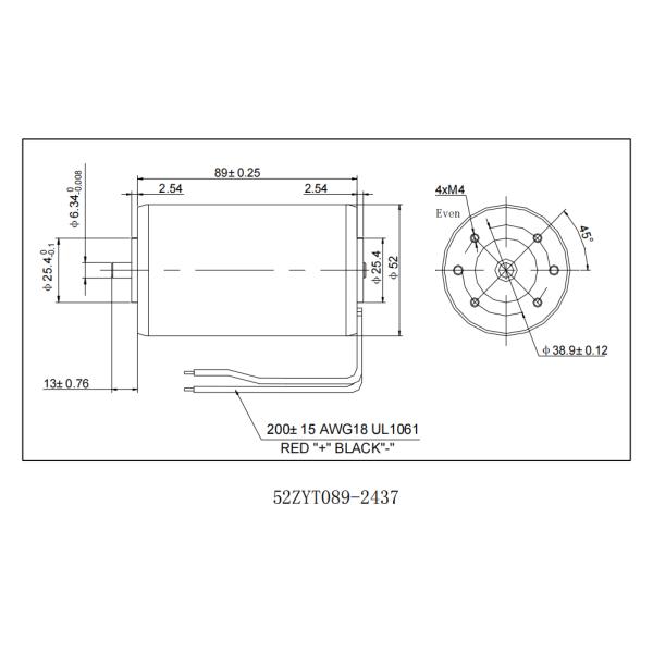 52mm ZYT Series High Torque Permanent Magnet DC Motor 24V 48V 2600RPM 4300RPM