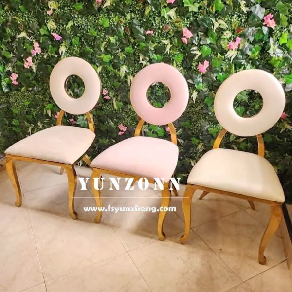 Lovely Donut Round Backrest White Velvet Chair Hotel Wedding Banquet Dining Chairs