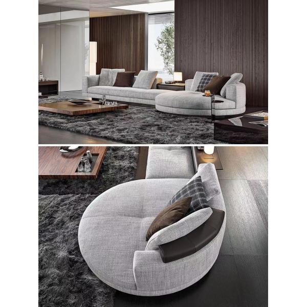 Shaped Curved Minimalist Hotel Lobby Furniture Linen Sectional Sofa