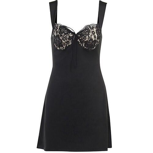 OEM maufactory Skirts Autumn cross -border new sexy sleeveless lacewave collar short skirt dress