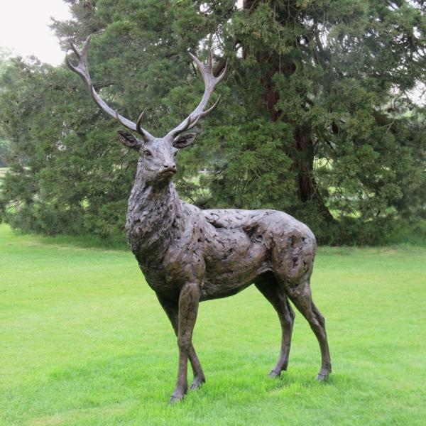 Factory Wholesale life size garden yard decoration stag and buck animal sculpture bronze deer statue
