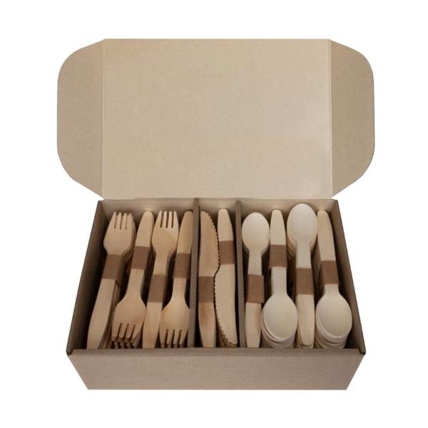 140mm 160mm Birch Disposable Spoon Fork Knife Set Talheres de madeira para impressão personalizada