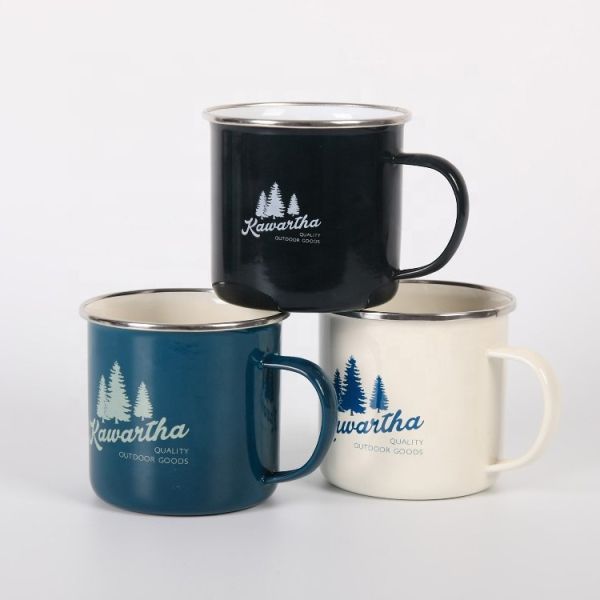 80000pieces Year Metal Steel Enamel Coffee Tea Mugs Customized Logo Printing Durable And Practical Camping Mug