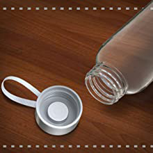 Clear Glass Water Bottles, Reusable Glass Juicing Bottles Protection Sleeve and Stainless Steel Leak Proof Lids