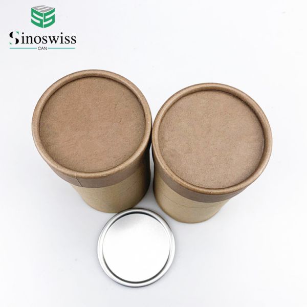 OEM Logo Kraft Paper Canister Easy Tear Lid Paper Can For Dry Food Products