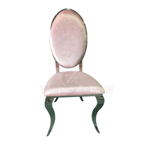 Modern Pink Velvet Dining Chair with Carved Rose Back Stainless Steel Metal Furniture for Outdoor Apartment Villa Hotels Events