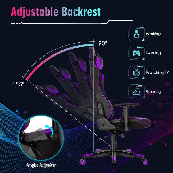 Customize Ergonomic Video Gaming Chair with RGB LED Lights and Adjustable Design