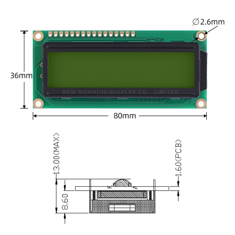 Cyrillic Yellow Green Film 1602B REV.C Side Backlight Built In Backlight Factory Direct Supply Character
