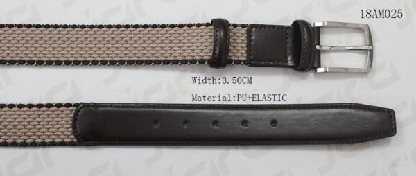 Coffee PU Tip / Loop Mens Stretch Belts In Mixed Colors Nickel Satin Buckle Available