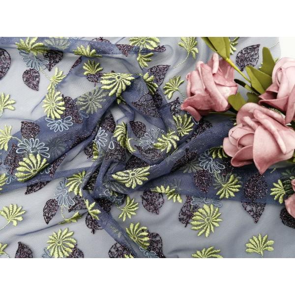 Вышивка покрашенная тканью маркизета шнурка 3D 125CM флористической металлический Тюль