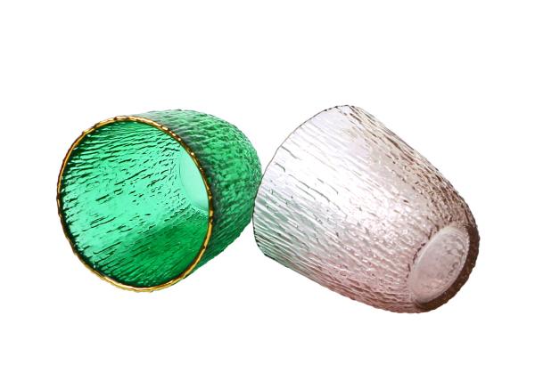 Lead Free Handmade Solid Coloured Whisky Glasses With Unique Hammer Pattern