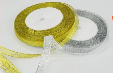 Metallic Gold And Silver Ribbon For Embellishing Favor Boxes / Gifting Bags