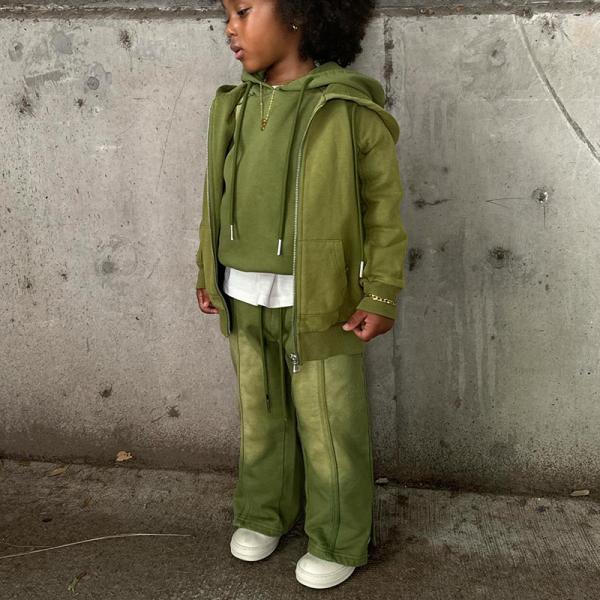 Custom Logo Cotton Puff Print Kids Sweat Pant And Hoodie Set Children Tracksuit