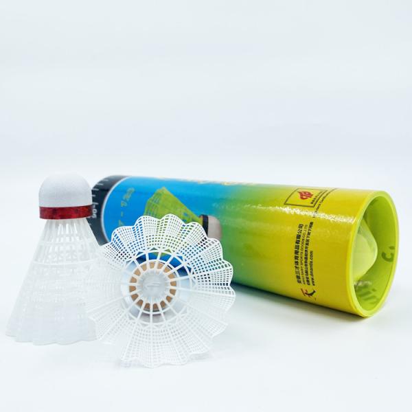 Plastic Feather Nylon Badminton Shuttlecock White Yellow Super Durable