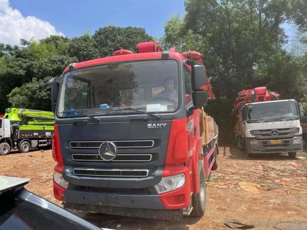 The 2021 Red Sy Concrete Pump Truck with 2 Boom Sections on Sy prime s Homemade Chassis