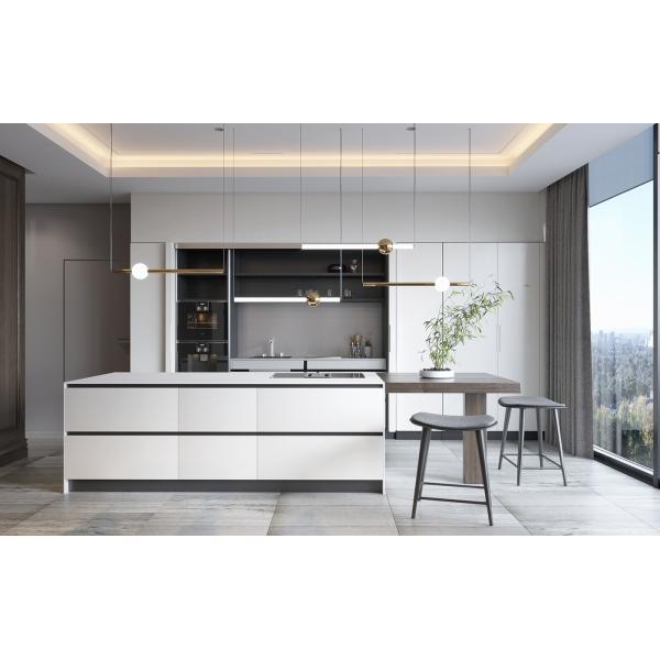 Particle Board Modern Wooden Matt Lacquer Finished Grey Kitchen Cabinet
