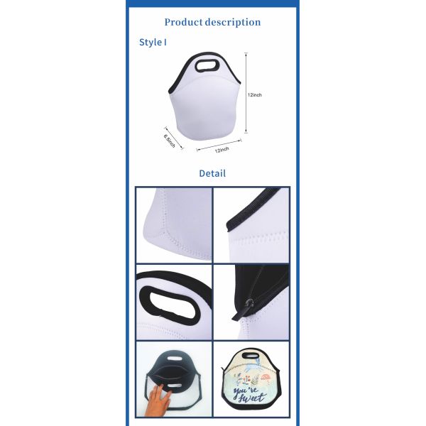 Wholesale Sublimation Lunch Bags Custom Insulated Lunch Box Bag for Adult Heat Press Polyester Lunch Bag for Kids School Office