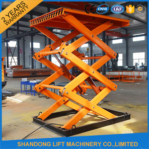 Double Heavy Duty Stationary Hydraulic Scissor Lift for Cargo Moving