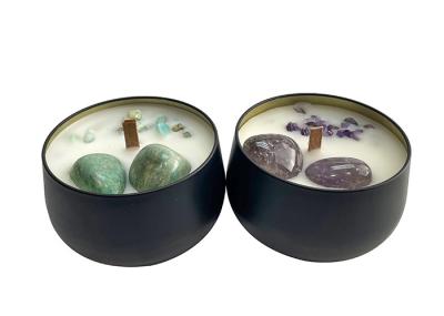 Gift Set 8.2x5.5cm Tin Scented Candles With Crystal Candle Lids