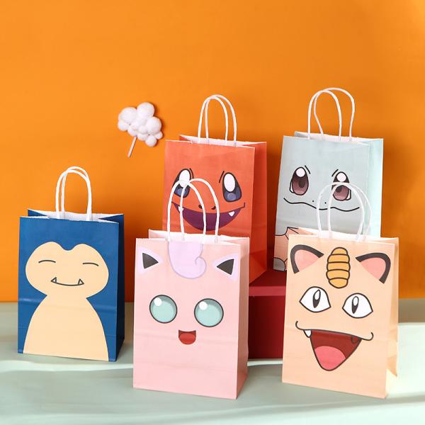 Jigglypuff Squirtle Monsters Theme Kraft Paper Gift Bag for Children's Birthday Party
