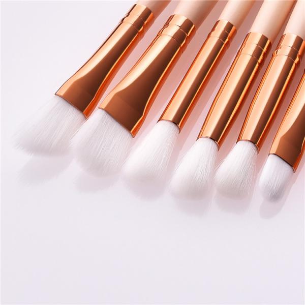 Wood Handle Eye Shadow Makeup Brush Set 12pcs Black Rose Gold Pink