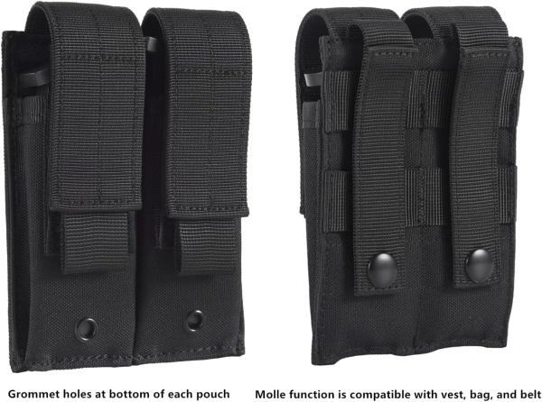 Molle Double Pistol Mag Pouch Single Double Stack Magazine For 9mm/.40 Calibers Glock