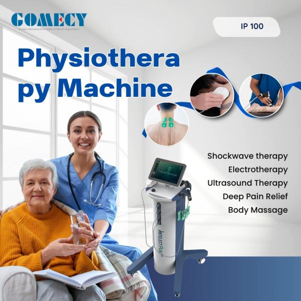 GOMECY Shockwave Physiotherapy Equipment for Pain Relief 13 Shock Heads and 0-21 Hz Work Frequency