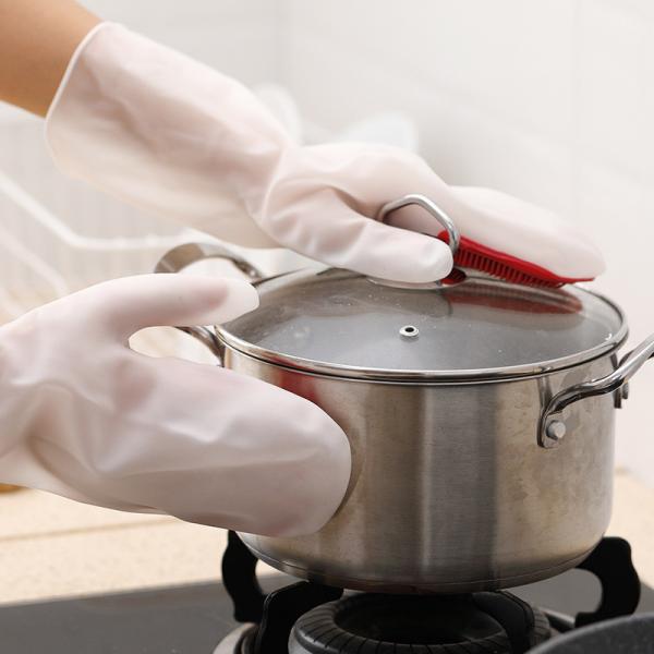 Gants inoffensifs de silicone de ménage pour les biens épaissis par cuisine