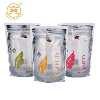 1kg BOPP Matt Finish Zip Lock Resealable Paper Bags With Window For Tea Powder Stand Up