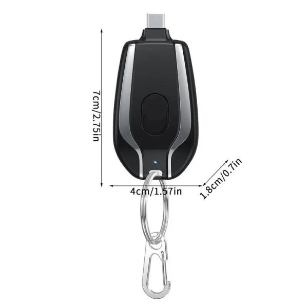Multi Purpose Mini Cordless Power Bank 1200mAh 2 In 1 Keychain Portable Travel Charger