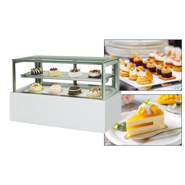 Marble Base R134A Cake Display Case Four Sides Right Angle