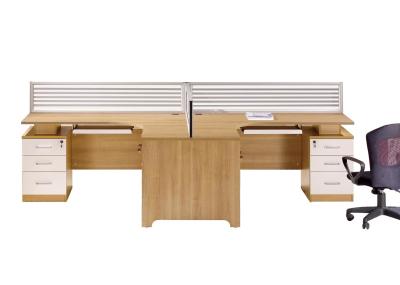 L Shape Melamine Office Furniture Ash Walnut Color With Table Top Screen