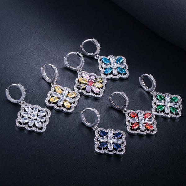 White Gold Color Luxury Bridal CZ Crystal Necklace and Earring Sets Big Wedding Jewelry Sets For Brides