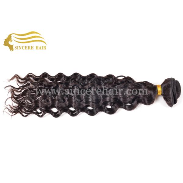 20" Deep Wave Hair Extensions Wefts for sale - 20" DW Natural Black Remy Human Hair Weft Extension 100 G / Piece on Sale 22